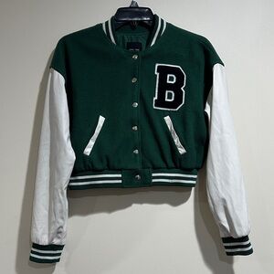Love Tree Green and White Varsity Jacket